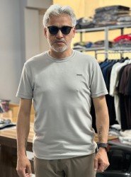 9256-BYMN Gri Metal Logo Modal Kumaş Basic Tshirt
