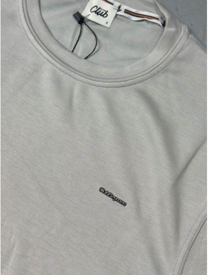 9256-BYMN Gri Metal Logo Modal Kumaş Basic Tshirt