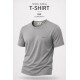 9256-BYMN Gri Metal Logo Modal Kumaş Basic Tshirt