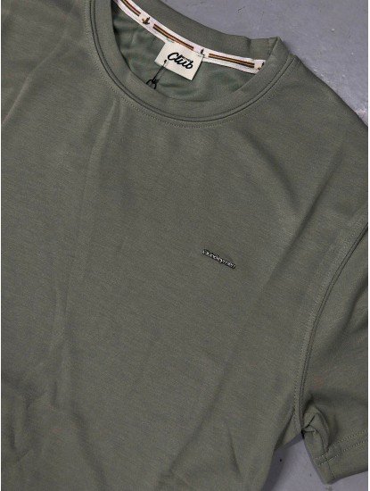 9257-BYMN Haki Metal Logo Modal Kumaş Basic Tshirt