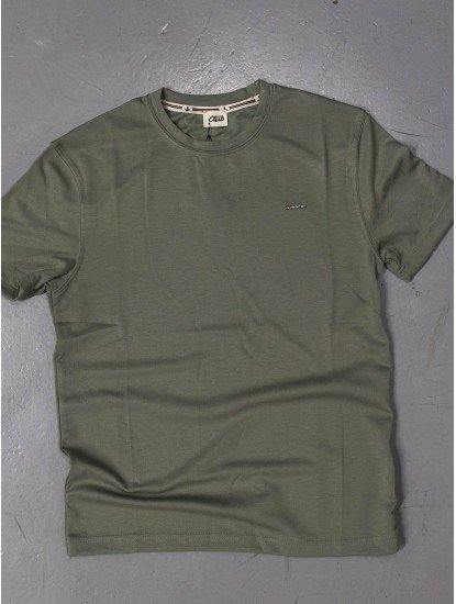 9257-BYMN Haki Metal Logo Modal Kumaş Basic Tshirt