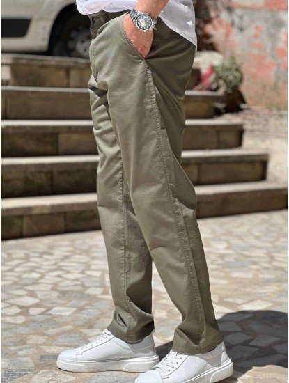 9260-Briva Yeşil Kanvas Pantolon