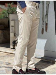 9262-Score Bej Pamuk Slim Fit Pantolon