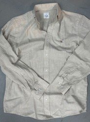 9268-BYMN Kemik Rengi Comfort Fit Keten Gömlek