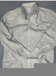 9268-BYMN Kemik Rengi Comfort Fit Keten Gömlek