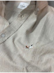 9268-BYMN Kemik Rengi Comfort Fit Keten Gömlek