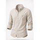 9268-BYMN Kemik Rengi Comfort Fit Keten Gömlek
