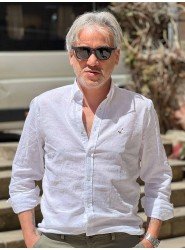 9269-BYMN Beyaz Comfort Fit Keten Gömlek