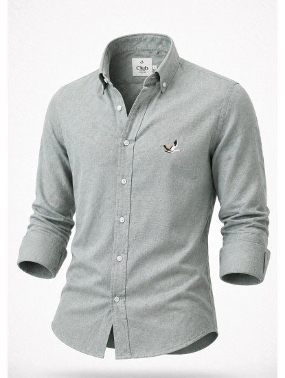 9270-BYMN Çağla Yeşili  Comfort Fit Keten Gömlek