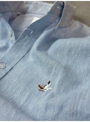 9271-BYMN Açık Mavi  Comfort Fit Keten Gömlek