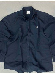 9272-BYMN Lacivert Comfort Fit Keten Gömlek