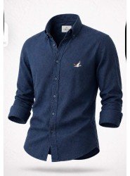 9272-BYMN Lacivert Comfort Fit Keten Gömlek