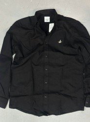 9273-BYMN Siyah Comfort Fit Keten Gömlek