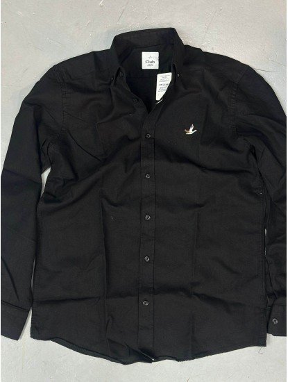 9273-BYMN Siyah Comfort Fit Keten Gömlek