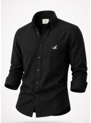 9273-BYMN Siyah Comfort Fit Keten Gömlek