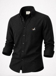 9273-BYMN Siyah Comfort Fit Keten Gömlek