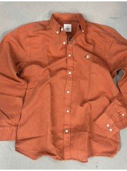 9274-BYMN Kiremit Comfort Fit Keten Gömlek