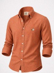 9274-BYMN Kiremit Comfort Fit Keten Gömlek