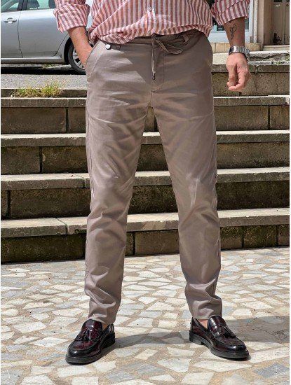 9281-ARMN Vizon Rahat Kalıp Pamuk Saten Pantolon