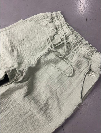 9286-BYMN Su Yeşili Müslin Kumaş Kadın Pantolon