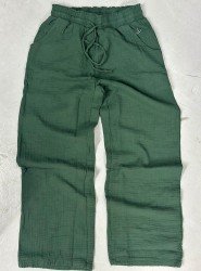 9290-BYMN Zümrüt Yeşili Müslin Kumaş Kadın Pantolon