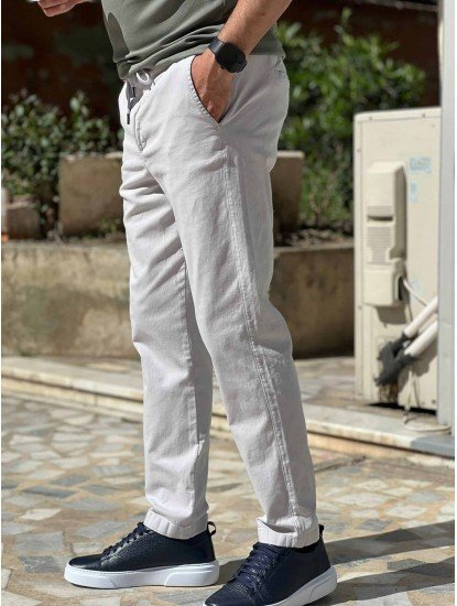 9319-Brooks Brothers Ekru Pamuk Elastanlı Pantolon