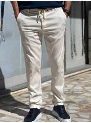 9319-Brooks Brothers Ekru Pamuk Elastanlı Pantolon