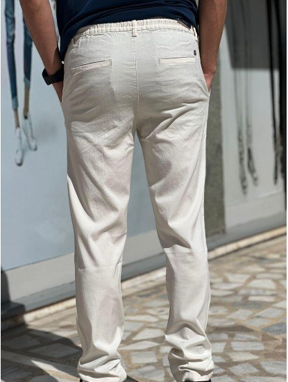 9319-Brooks Brothers Ekru Pamuk Elastanlı Pantolon
