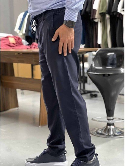9321-Brooks Brothers Lacivert Pamuk Elastanlı Pantolon