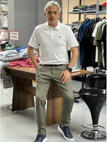 9322-Brooks Brothers Beyaz Polo Yaka İnterlok Kumaş Tshırt