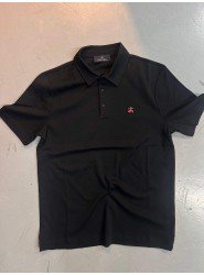 9323-Brooks Brothers Siyah Polo Yaka İnterlok Kumaş Tshırt