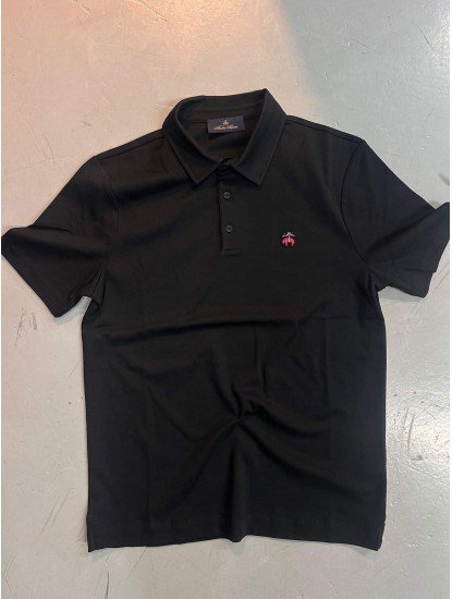 9323-Brooks Brothers Siyah Polo Yaka İnterlok Kumaş Tshırt