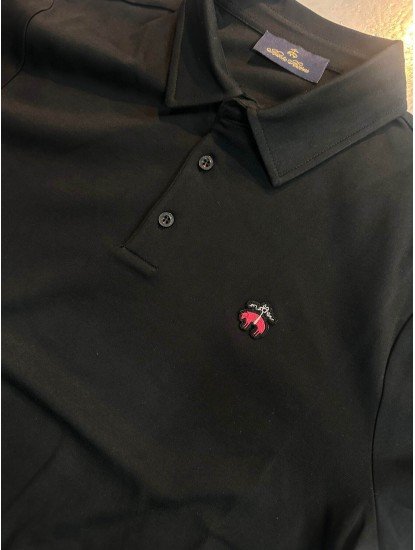 9323-Brooks Brothers Siyah Polo Yaka İnterlok Kumaş Tshırt