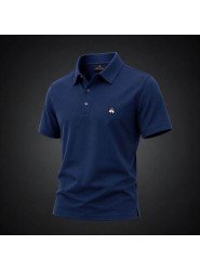 9324-Brooks Brothers İndigo Polo Yaka İnterlok Kumaş Tshırt