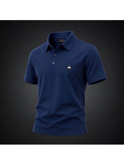 9324-Brooks Brothers İndigo Polo Yaka İnterlok Kumaş Tshırt