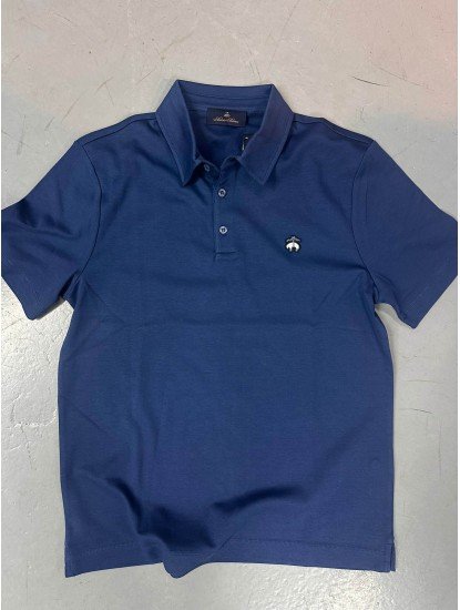 9324-Brooks Brothers İndigo Polo Yaka İnterlok Kumaş Tshırt
