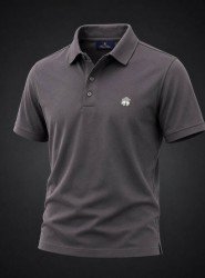 9325-Brooks Brothers Antrasit Polo Yaka İnterlok Kumaş Tshırt