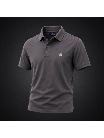 9325-Brooks Brothers Antrasit Polo Yaka İnterlok Kumaş Tshırt