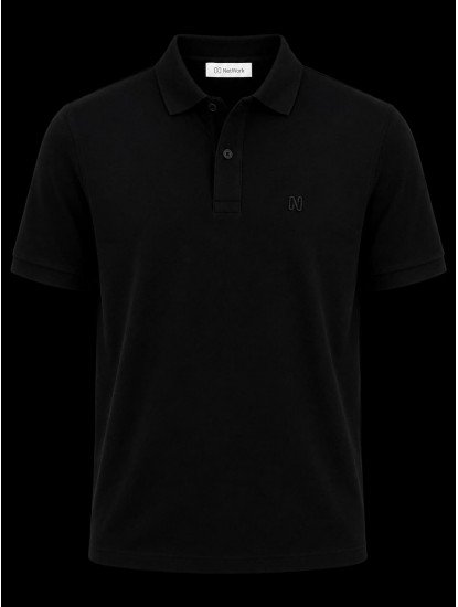 9335-NTW Siyah Pike Kumaş Polo Yaka Tshırt