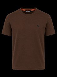 9343-Zegna Kahve  Modal Kumaş Metal Logo  Basıc Tshırt
