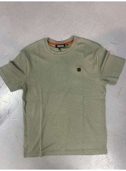 9345-Zegna Haki Modal Kumaş Metal Logo  Basıc Tshırt