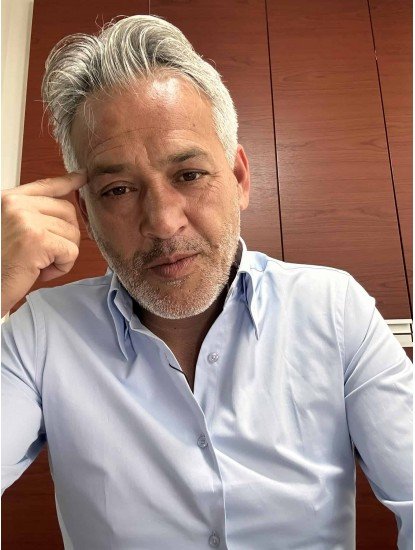 9348-Briva Açık  Mavi Gizli Düğme Dik Yaka Slim Gömlek