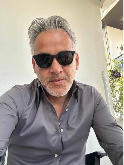 9351-Briva  Antrasit Gizli Düğme Dik Yaka Slim Gömlek