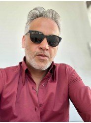 9352-Briva Bordo Gizli Düğme Dik Yaka Slim Gömlek