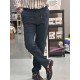 9358-LORA PİANO Lacivert Keten Pantolon