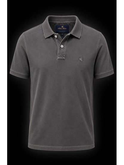 9362-Brooks Brothers Antrasit Polo Yaka Yıkamalı Pamuk Kumaş Tshırt