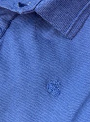 9363-Brooks Brothers Mavi Polo Yaka Yıkamalı Pamuk Kumaş Tshırt