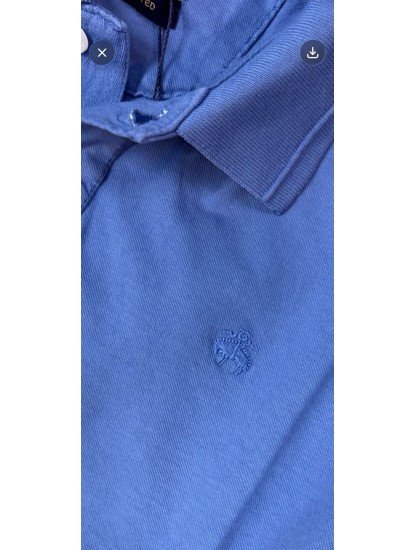 9363-Brooks Brothers Mavi Polo Yaka Yıkamalı Pamuk Kumaş Tshırt