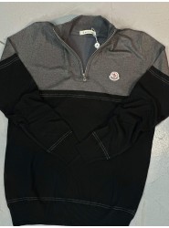 9111-Monchler Antrasit Yarım Fermuarlı Dik Yaka Triko