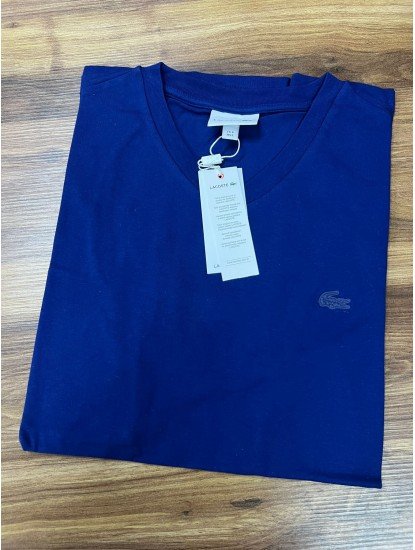 12175-LCST Indigo V Yaka Slikon Timsah Logo Tshirt